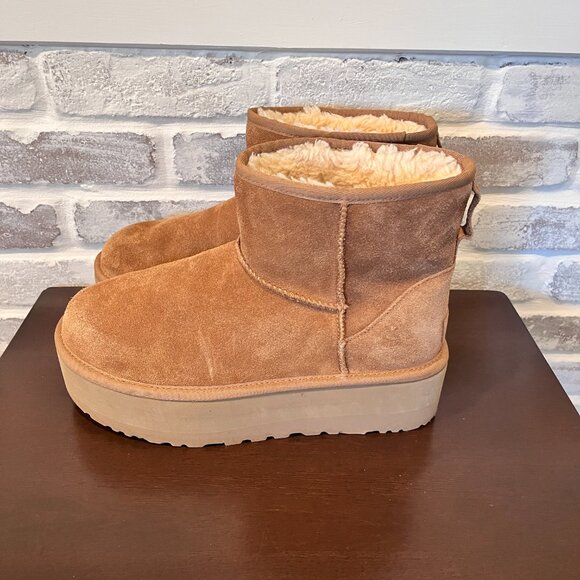 Ugg Classic Mini Platform Chestnut Boots Womens Size 10 SN 1134991 Booties - Picture 3 of 9